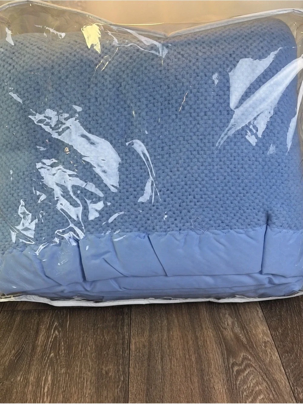 Faribo Acrylic Loom Thermal Weave Blanket Blue, Four Seasons Full, Satin Trim